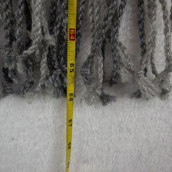 Wool Scarf Green Gray Handmade In Montana Fringe Rectangular Lazuli Of Lenore - Picture 10 of 11